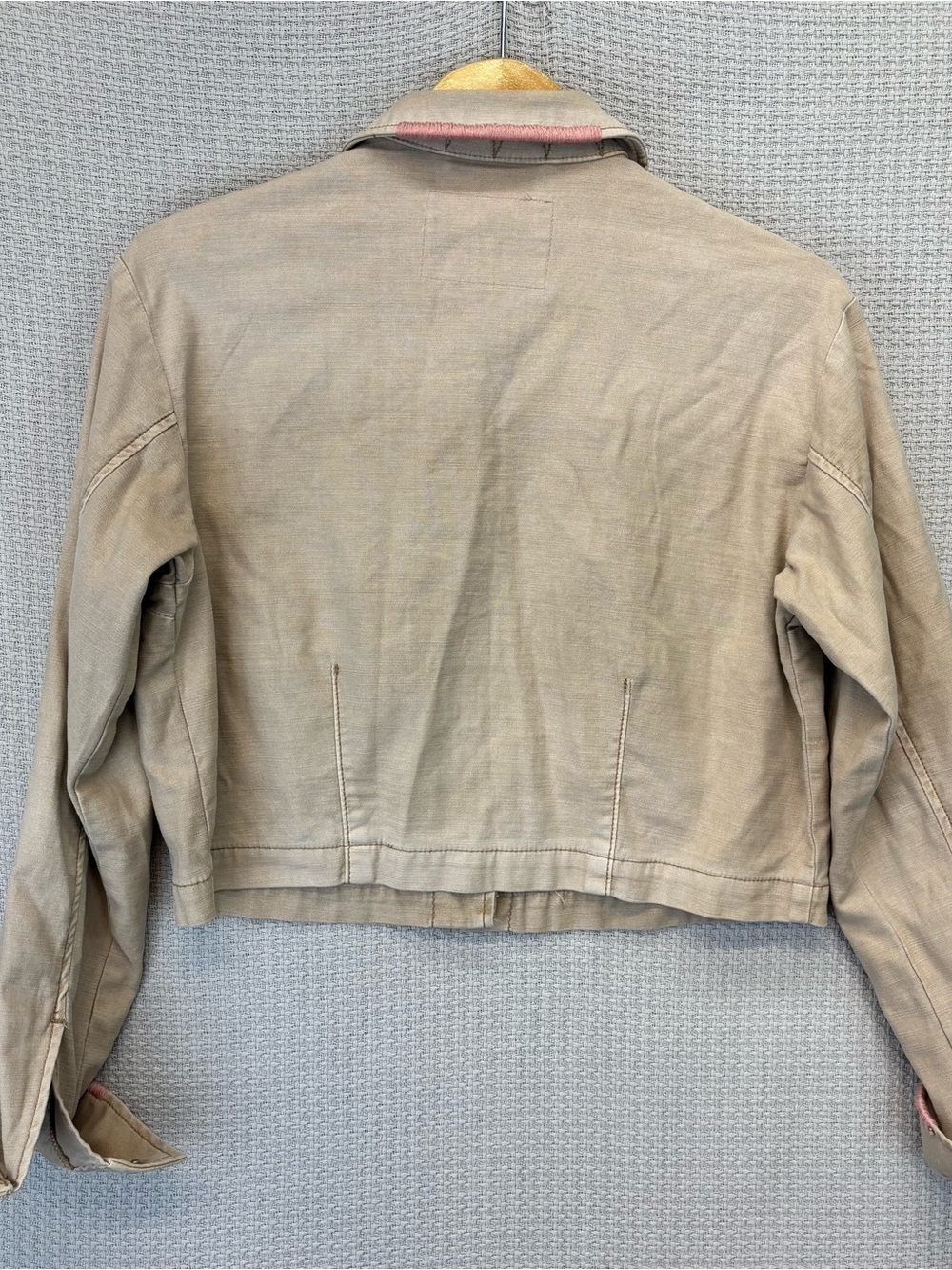 Anthropologie Pilcro Cropped Utility Jacket Beige Tan 100% Cotton Women’s Size S - Picture 7 of 10